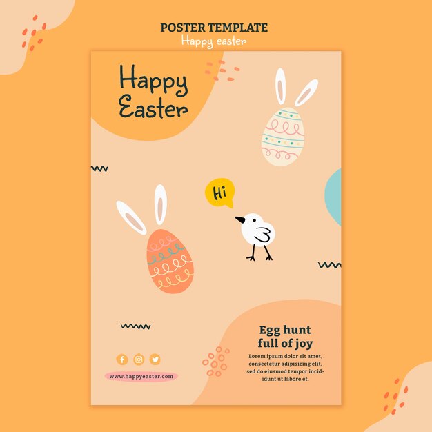 Plantilla de volante ilustrado de feliz día de pascua