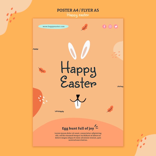 Plantilla de volante ilustrado de feliz día de pascua