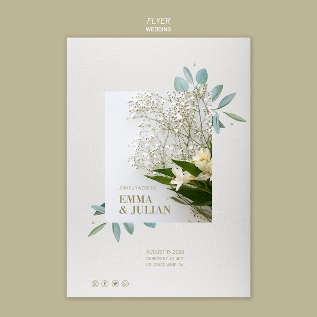 PSD gratuito plantilla de volante de invitación de boda