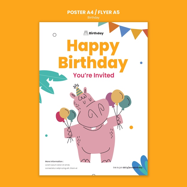 Plantilla de volante de invitación de cumpleaños