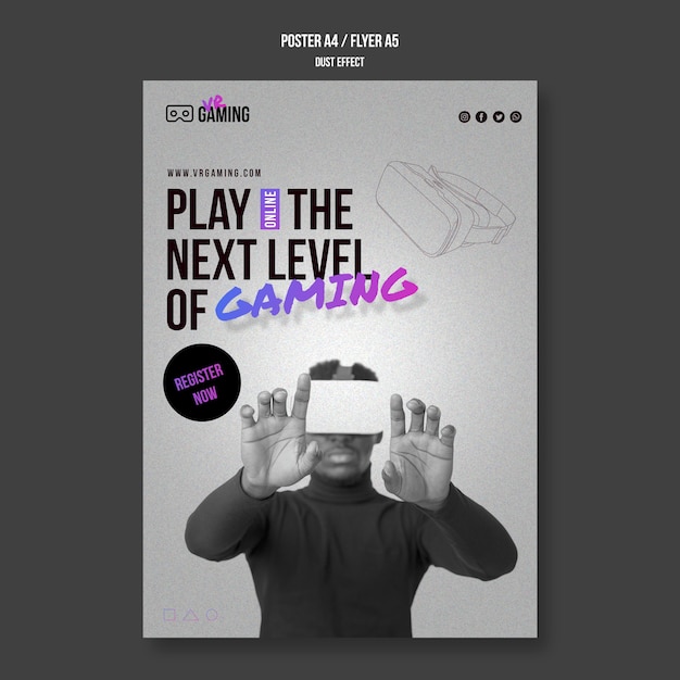 Plantilla de volante de juegos de realidad virtual
