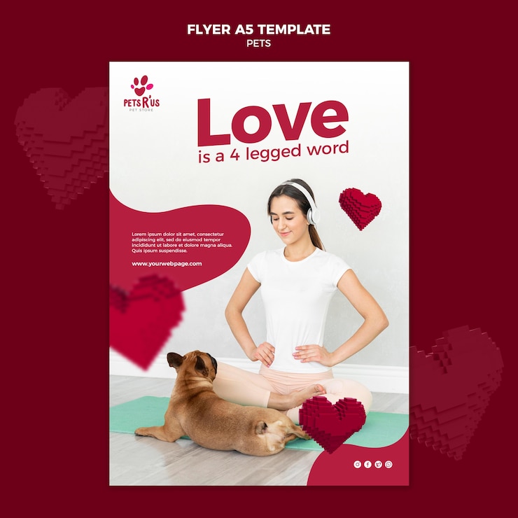 PSD gratuito plantilla de volante de mascotas con foto