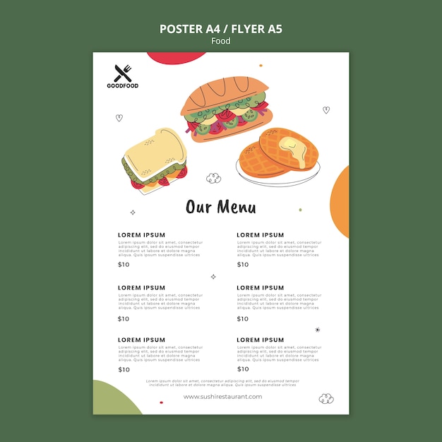 Plantilla de volante de menú de comida