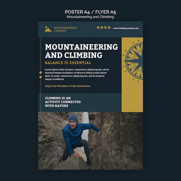 Plantilla de volante de montañismo y escalada