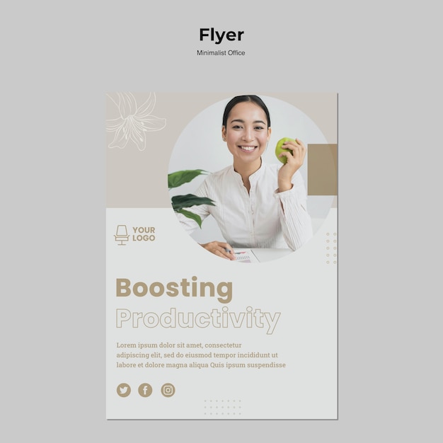 PSD gratuito plantilla de volante de oficina minimalista