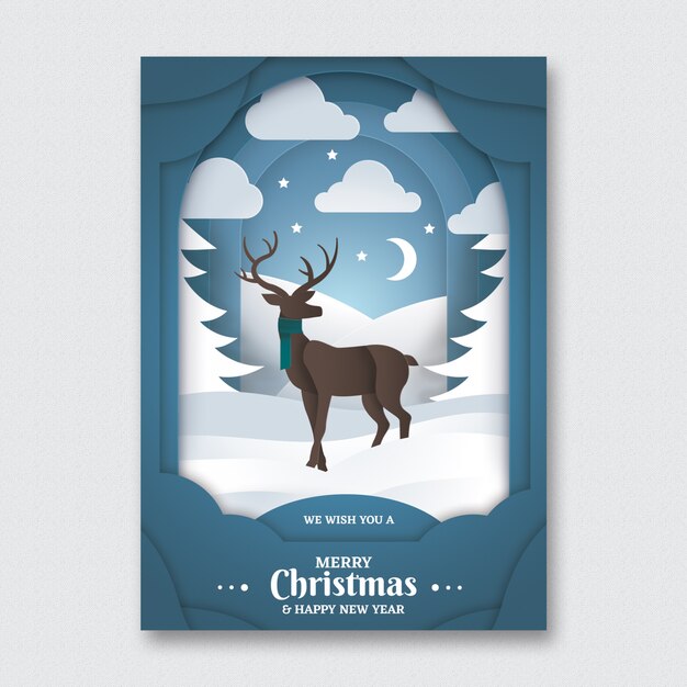 Plantilla de volante de papel arte navidad