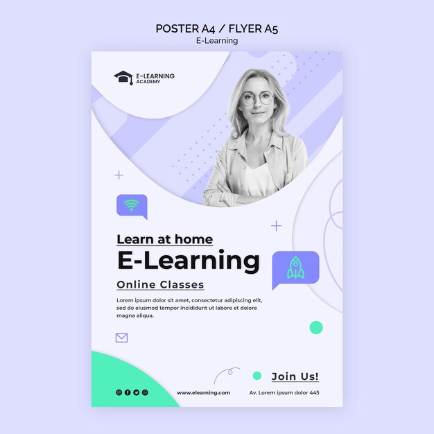 Plantilla de volante de plataforma de e-learning