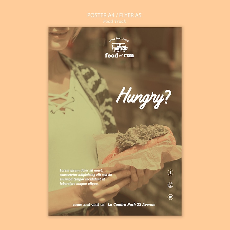PSD gratuito plantilla de volante publicitario de food truck