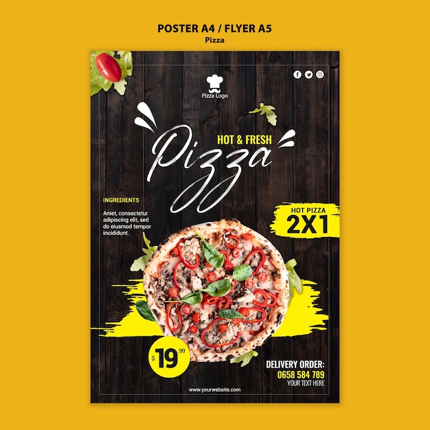 Plantilla de volante de restaurante de pizza