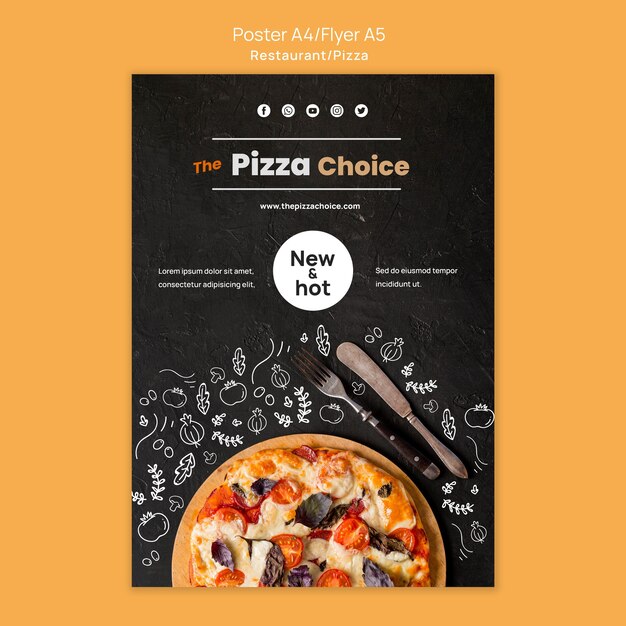 Plantilla de volante de restaurante de pizza