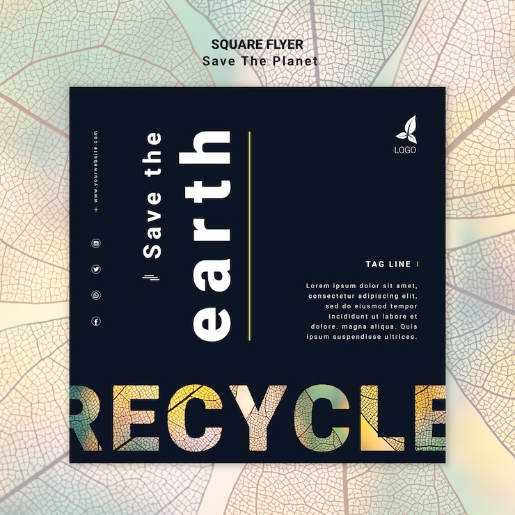 PSD gratuito plantilla de volante save the planet