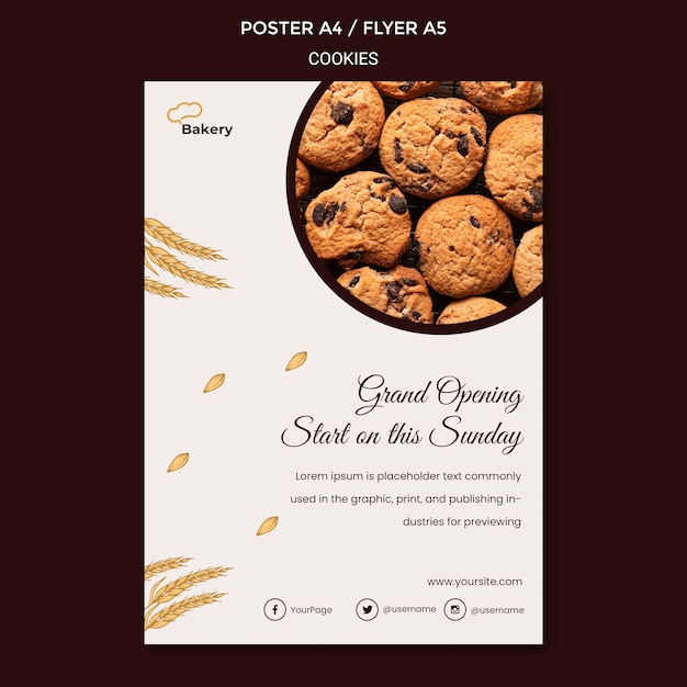 PSD gratuito plantilla de volante de tienda de cookies