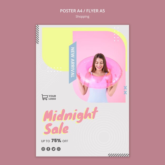 Plantilla de volante de venta de compras