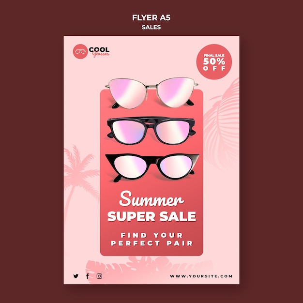 Plantilla de volante de venta de gafas