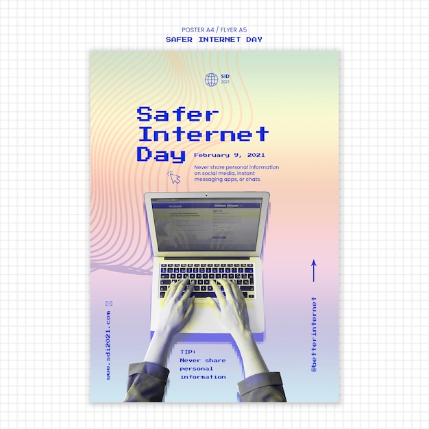 Plantilla de volante vertical para concienciar sobre el día más seguro de internet