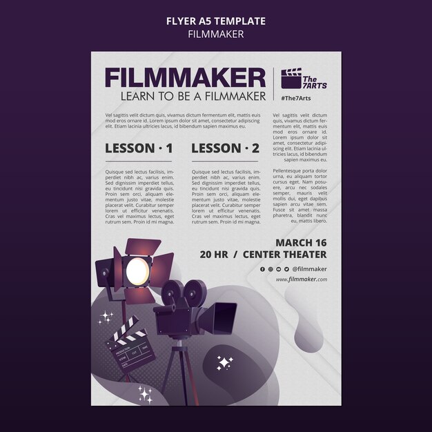 Plantilla de volante vertical para cursos de cineasta con equipo