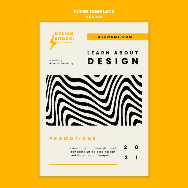 Plantilla de volante vertical para cursos de diseño gráfico