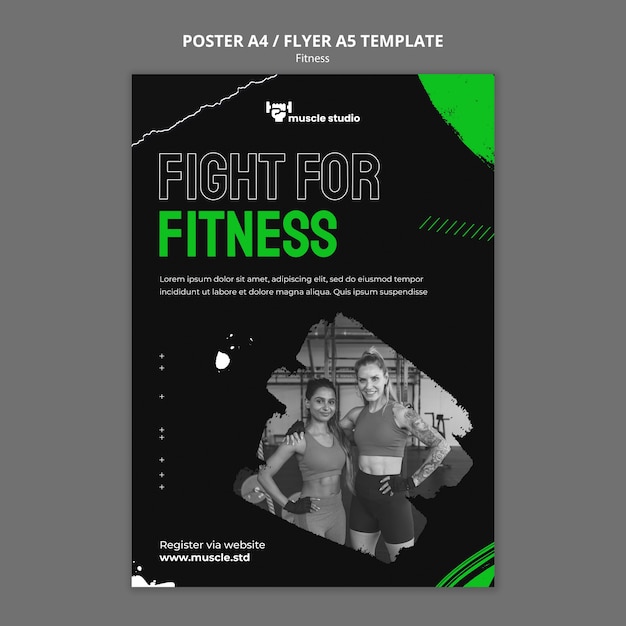 Plantilla de volante vertical de fitness y salud