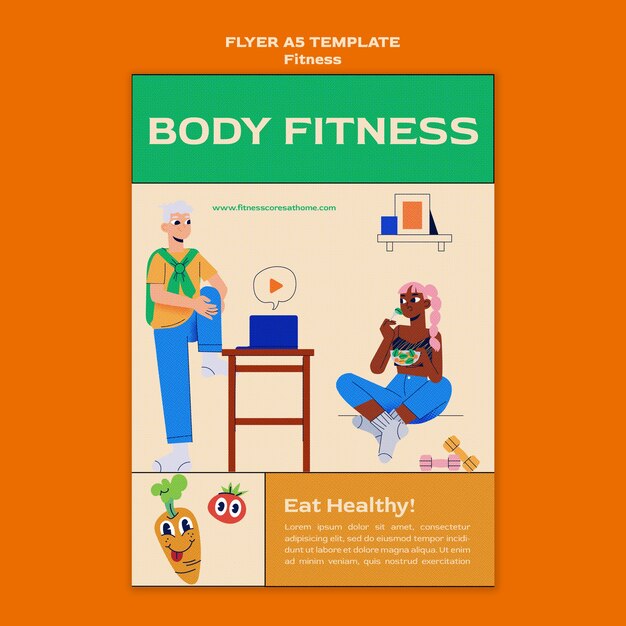 Plantilla de volante vertical de fitness y salud