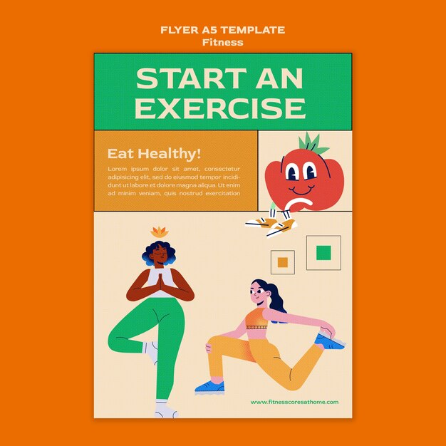 Plantilla de volante vertical de fitness y salud