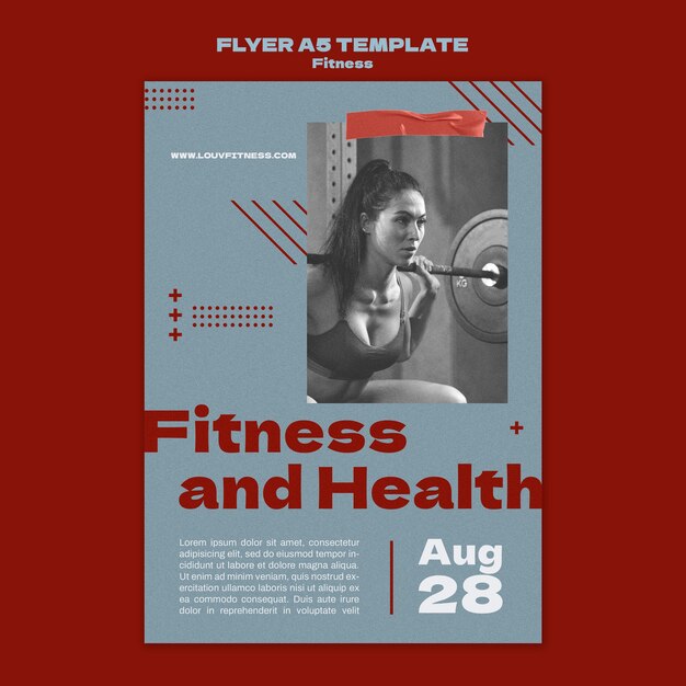 Plantilla de volante vertical de fitness y salud