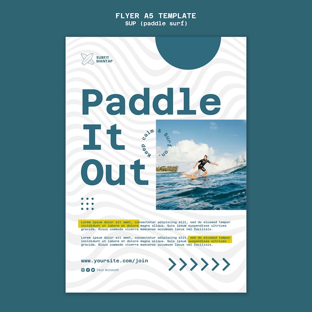 PSD gratuito plantilla de volante vertical de lecciones de paddle surf