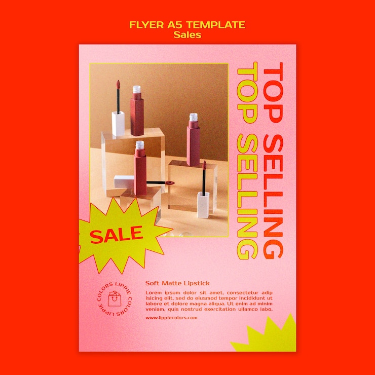 PSD gratuito plantilla de volante vertical de ventas cosméticas en estilo vibrante y audaz
