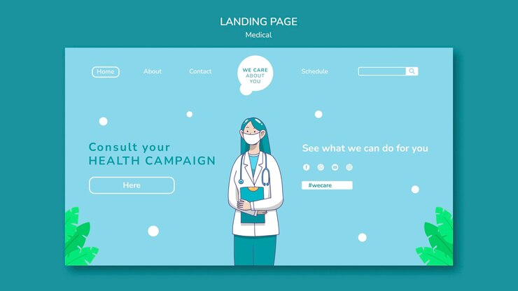 PSD gratuito plantilla web de atención médica