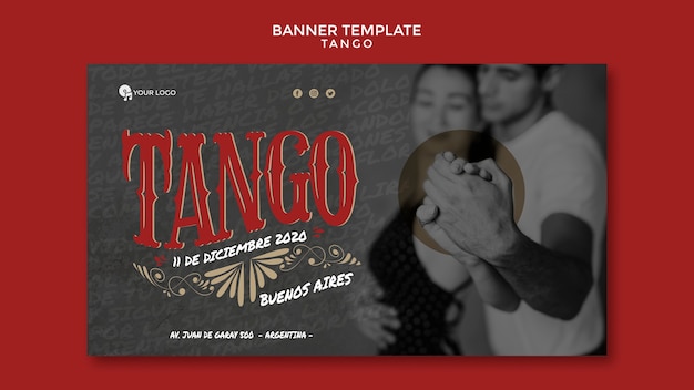 PSD gratuito plantilla web de banner de bailarines de tango de tiro medio