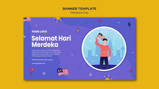 Plantilla web de banner de selamat hari merdeka malasia