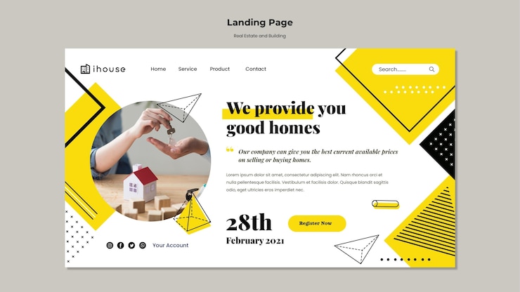PSD gratuito plantilla web de bienes raíces y construcción