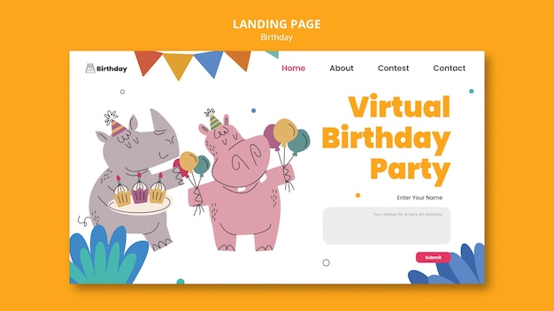 Plantilla web de celebración de cumpleaños