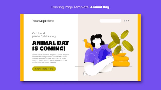 PSD gratuito plantilla web de celebración del día de los animales