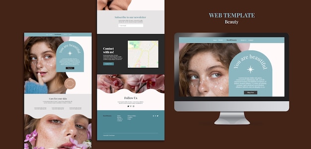 PSD gratuito plantilla web de concepto de belleza de mujer