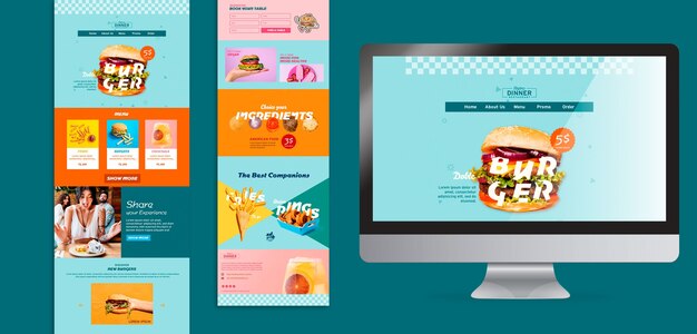 Plantilla web de concepto de comida americana