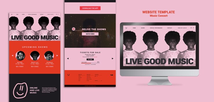 PSD gratuito plantilla web de concierto de música