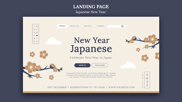 PSD gratuito plantilla web cultural de año nuevo japonés