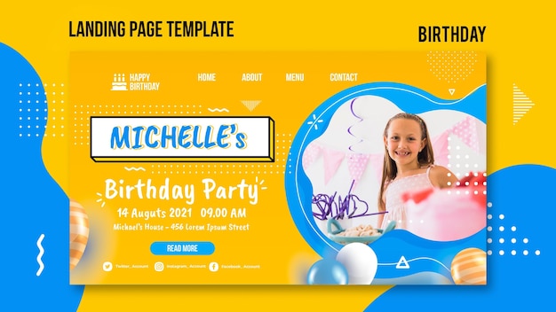 Plantilla web de cumpleaños con foto