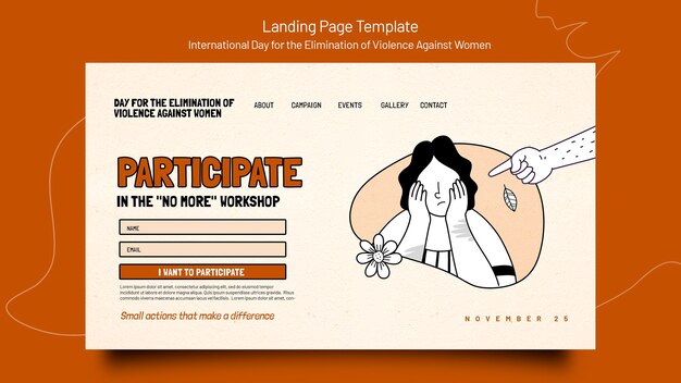 PSD gratuito plantilla web del día internacional para la eliminación de la violencia contra la mujer