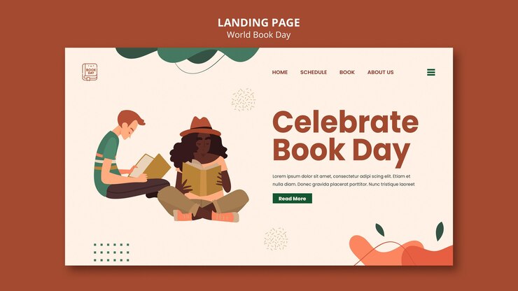 PSD gratuito plantilla web del día mundial del libro