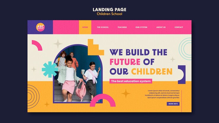 PSD gratuito plantilla web de escuela infantil de diseño plano