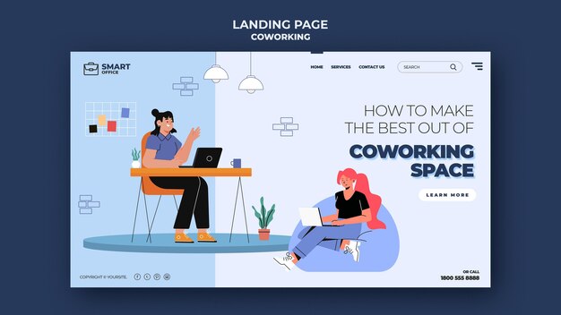 Plantilla web de espacio de coworking