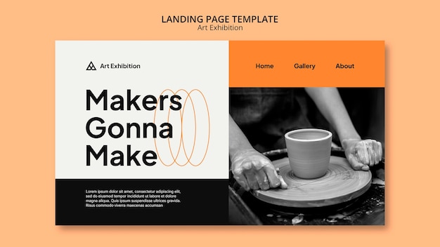 PSD gratuito plantilla web de exposición de arte minimalista