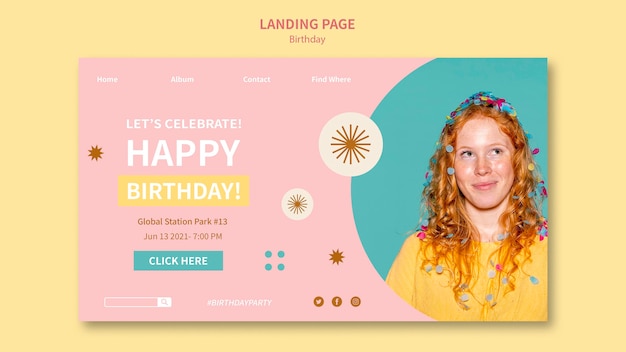 Plantilla web feliz cumpleaños