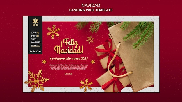 PSD gratuito plantilla web feliz navidad