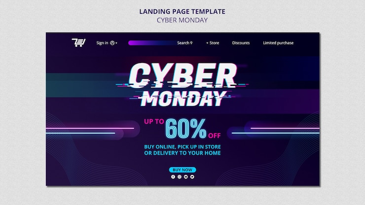 PSD gratuito plantilla web futurista de cyber monday