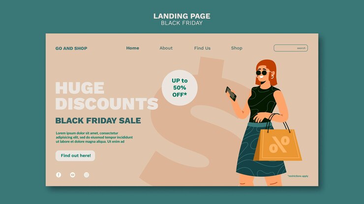 PSD gratuito plantilla web ilustrada de black friday