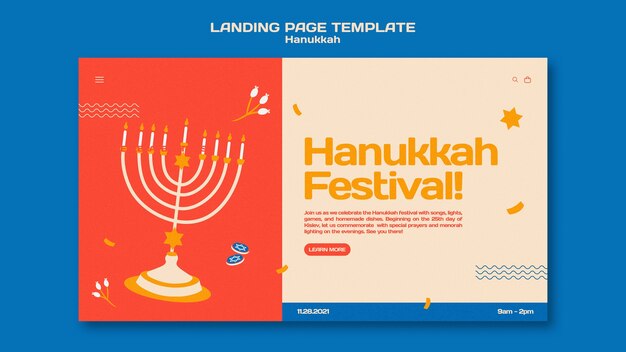 Plantilla web ilustrada de hanukkah