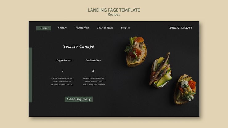 PSD gratuito plantilla web de página de destino de canapé de tomate