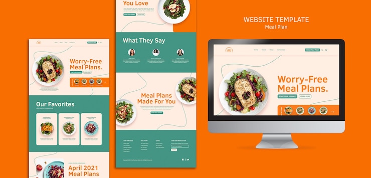 PSD gratuito plantilla web planes de comidas